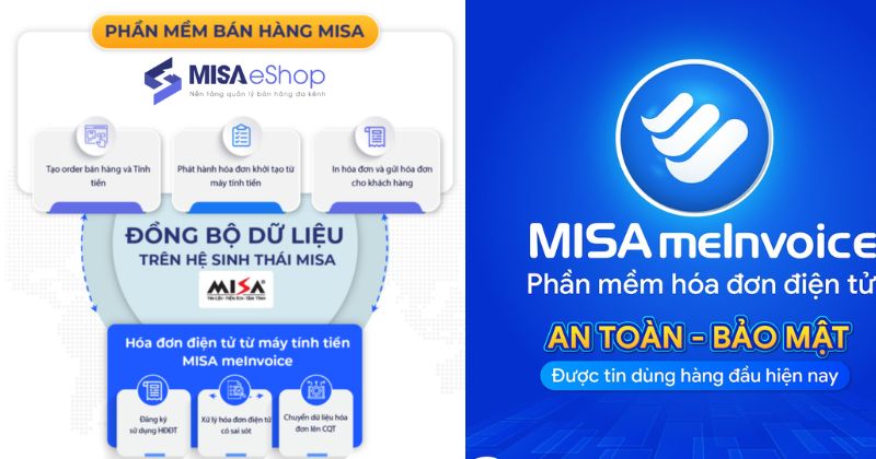 Phần mềm hóa đơn điện tử MISA eShop và meInvoice